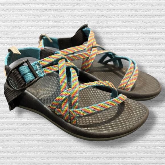 Chaco Kids Z/1 Sandals Size 13Y Multicolor Rainbow Strappy Outdoor Hiking Shoes - Picture 1 of 6